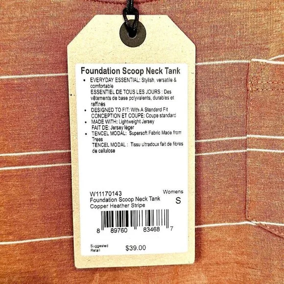 NWT Prana Foundation Scoop Neck Tank in Copper Heather Stripe - Size Small - Picture 3 of 8